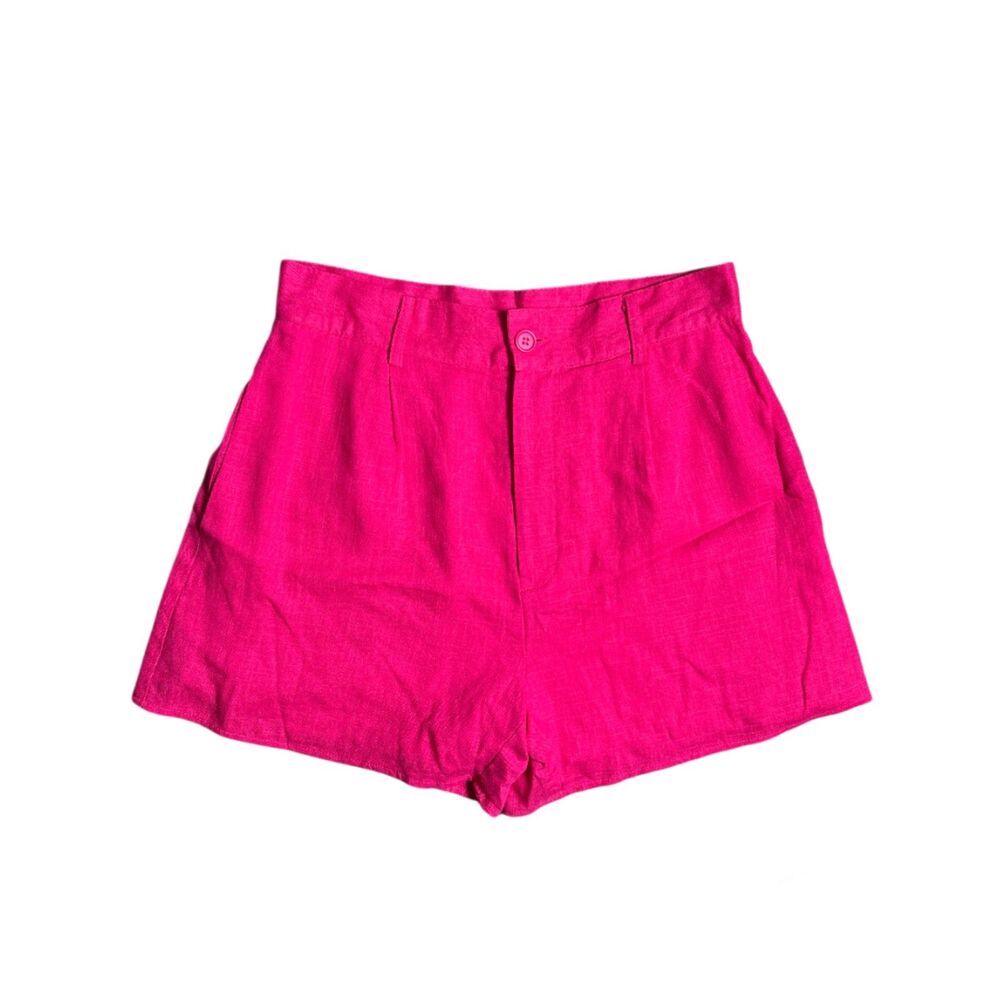 NWT Hausen Fuchsia Pink‎ Jacqueline Linen Blend Shorts Small High Waisted